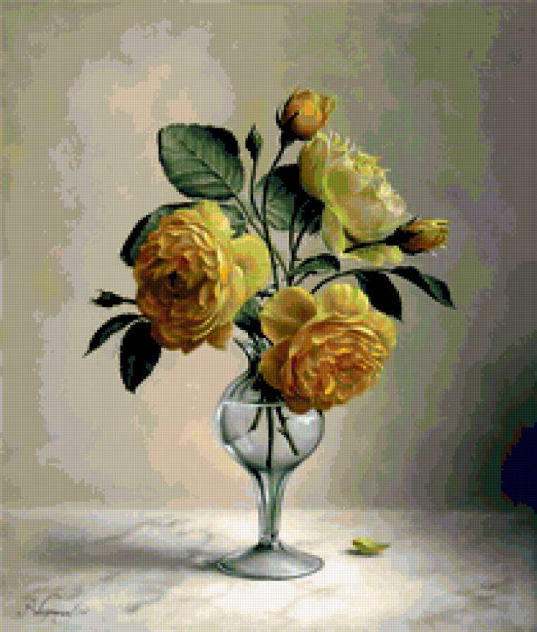Жёлтый букет - цветы в вазе - предпросмотр