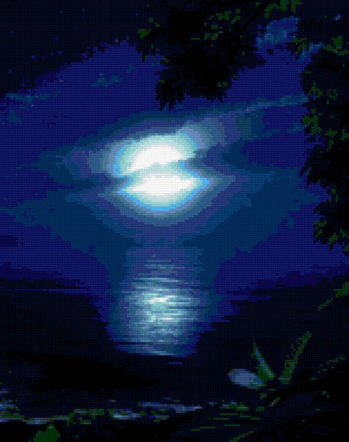 луна - природа, ночь, луна.море - предпросмотр