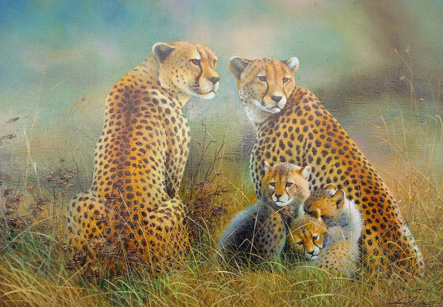 0104 - леопард, красота, кошки, картина, природа, животные - оригинал