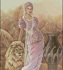 Схема вышивки «девушка со львом»