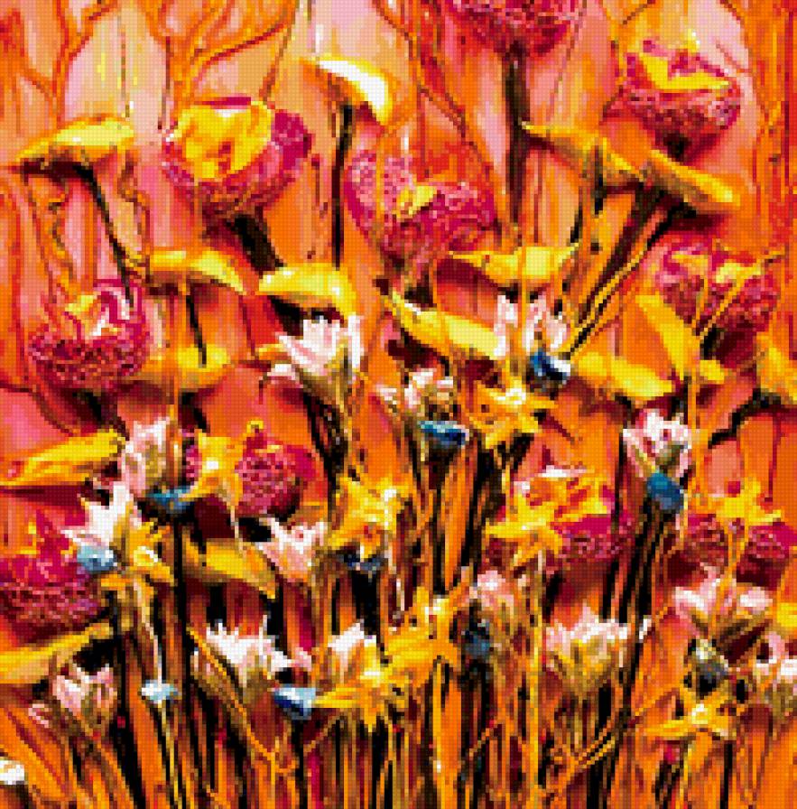 Цветы - картина, цветы, объемная живопись - предпросмотр