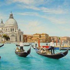 Схема вышивки «Пейзаж, Венеция, река»