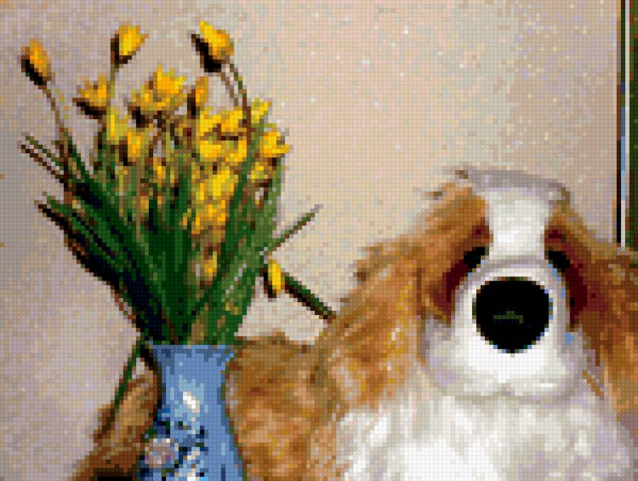 собака с букетом - собака, цветы - предпросмотр