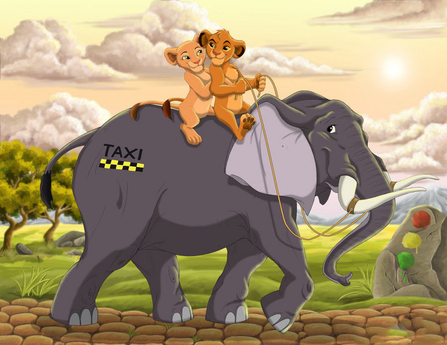 король лев - мультик, дисней, юмор, слон, детям, мультяшки, детская, такси - оригинал