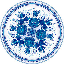 Оригинал схемы вышивки «тарелка гжель» (№364404)