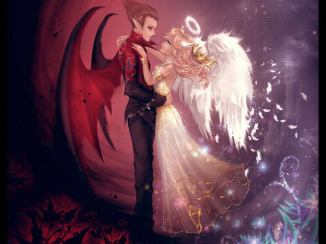 Ангел и демон - ангел, девушка, фэнтези - оригинал