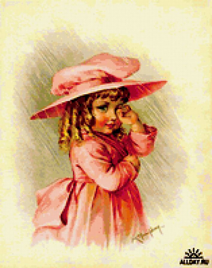 Девочка винтаж дождь - винтаж, старинные открытки, девочка - предпросмотр