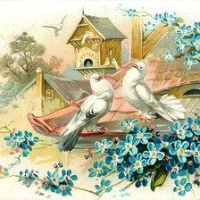 Оригинал схемы вышивки «пара голубей» (№365439)