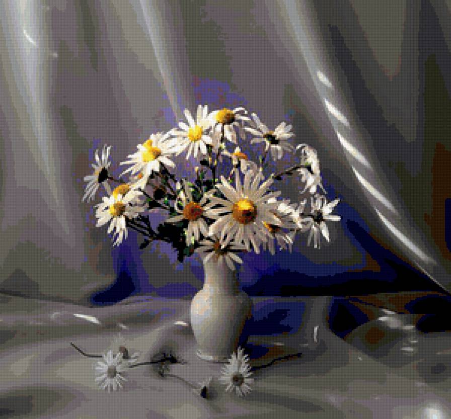 №366363 - букет, лучи, цветы, натюрморт, ромашки - предпросмотр