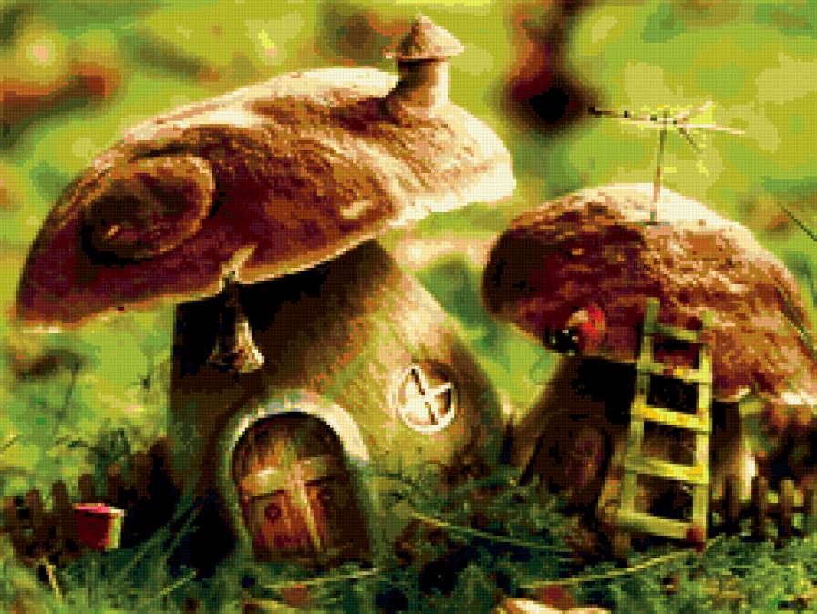 сказочный домик - божья коровка, грибы, природа, лес, дом - предпросмотр