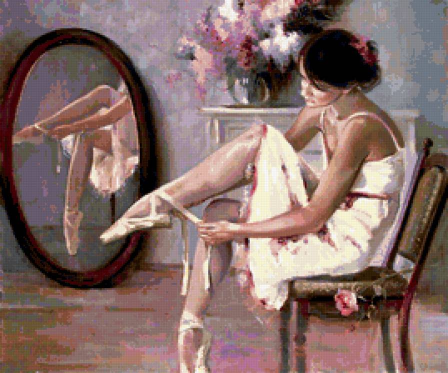балерина - цветы, зеркало, пуанты, девушка, образ, она, сирень - предпросмотр