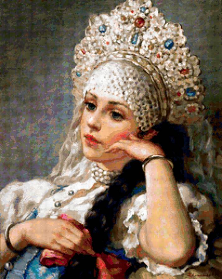русская красавица - образ, царевна, женщина, коса, девушка, она, сказка - предпросмотр
