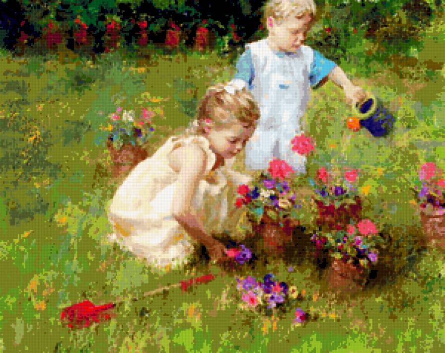 №366906 - живопи, девушка, красота женщины, дети, цветы, фэнтези, картины - предпросмотр
