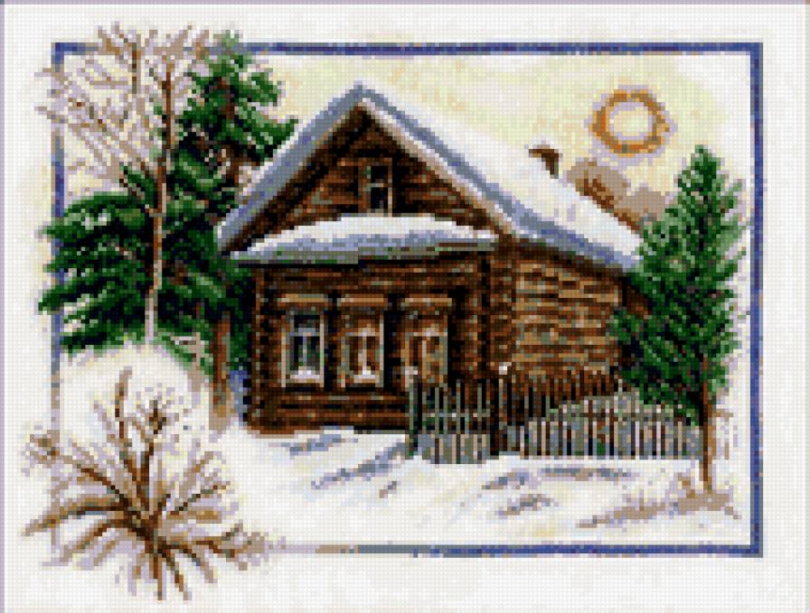 Зима в деревне - зима, село, деревня, дом, снег, пейзаж - предпросмотр