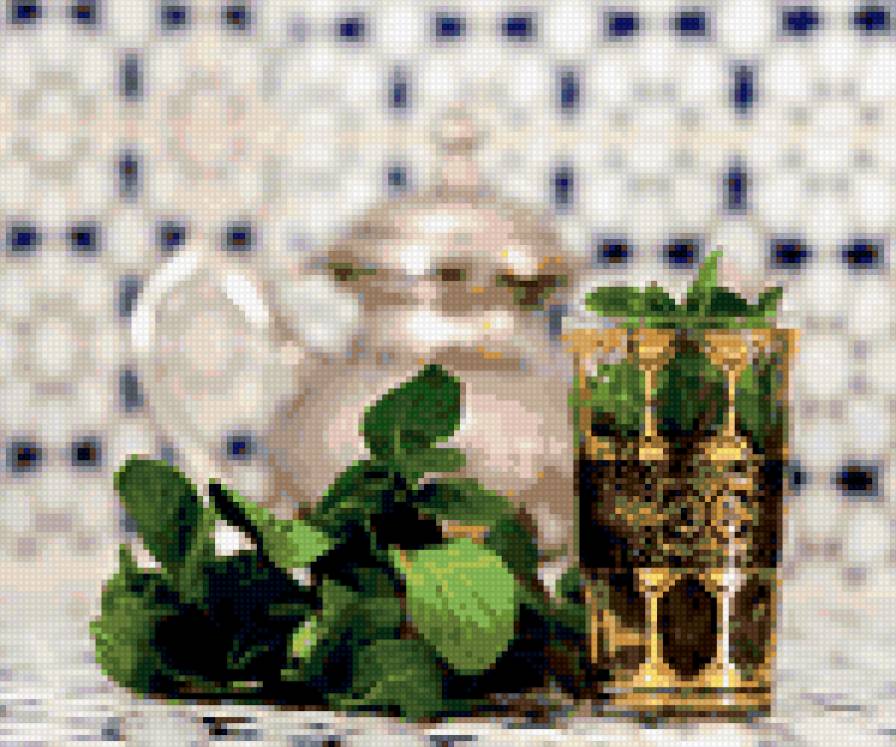 Мятный чай - мята, натюрморт, чай, восток, чашка, марокко - предпросмотр
