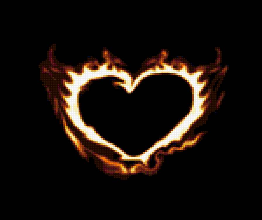 Огненное сердце - черный фон, огонь - предпросмотр
