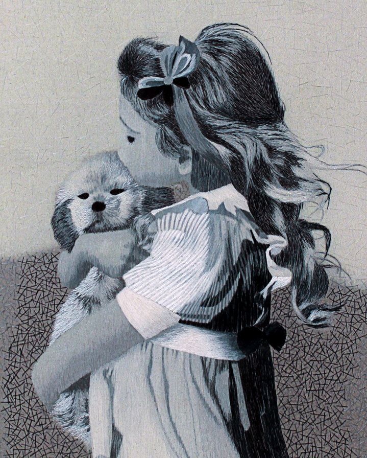 Девочка и щенок - оригинал