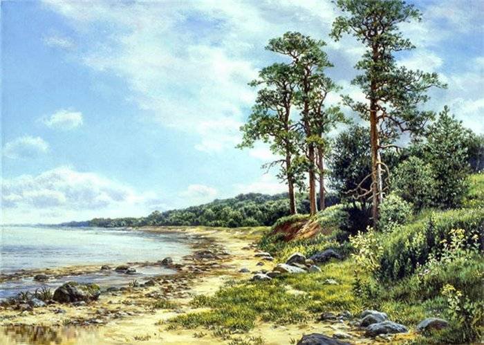 Сосны на берегу моря.М.Сатаров - пейзаж, море, деревья, лето - оригинал