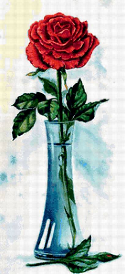 Одинокая роза - роза, ваза - предпросмотр