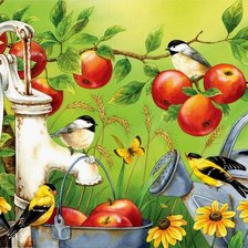 Схема вышивки «птицы на яблоне»