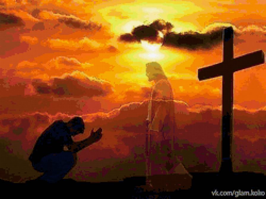 Покаяние - религия крест молитва закат - предпросмотр