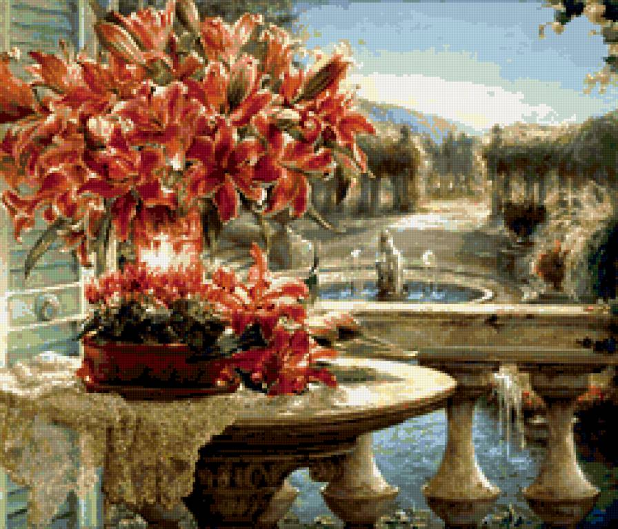 цветы - ваза, вид, пейзаж, натюрморт, вода, фонтаны, горы, парк, цветы - предпросмотр