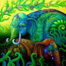 Оригинал схемы вышивки «Разноцветные слоны Kris Surajaroenjai  3» (№374728)