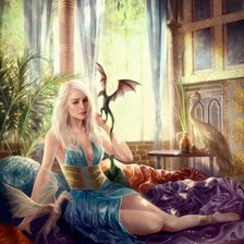Оригинал схемы вышивки «Девушка с драконом» (№375011)