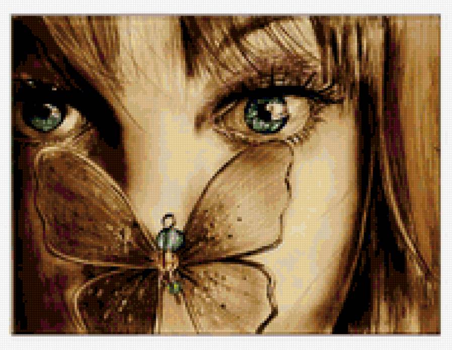 Завораживающий взгляд - голубые глаза., девушка, лицо, бабочка, взгляд - предпросмотр