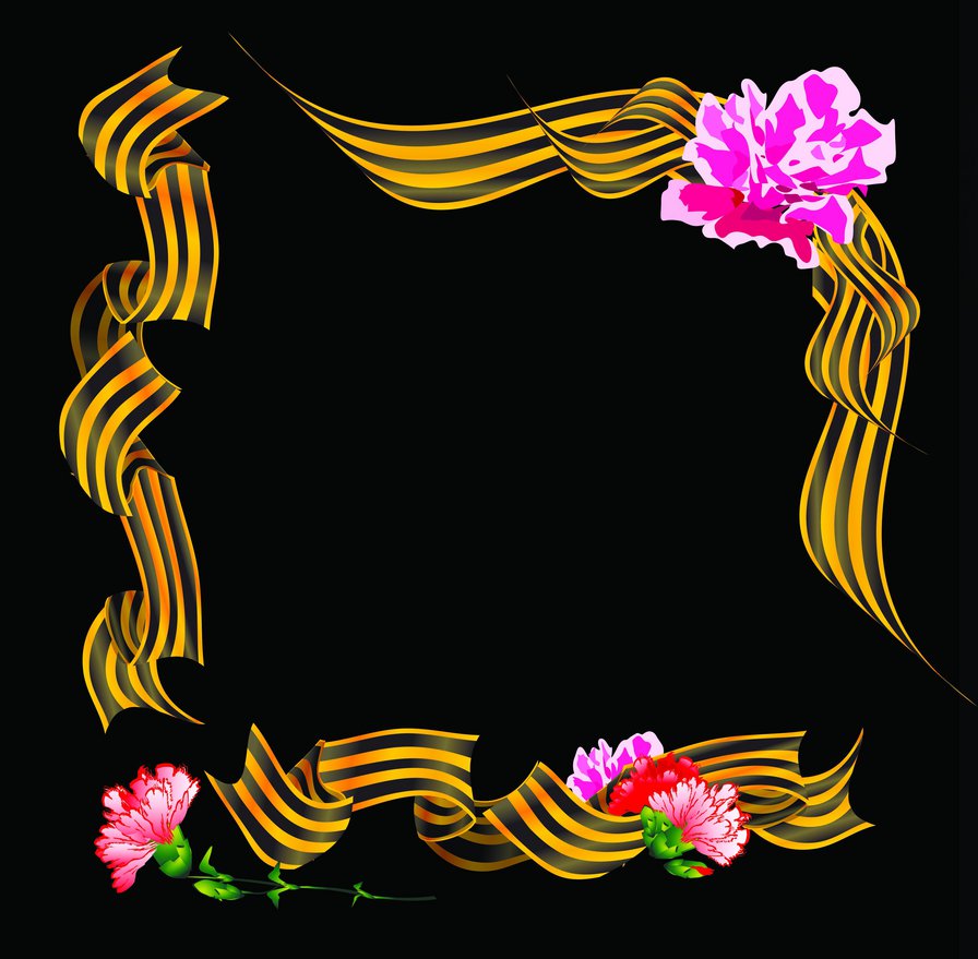 рамка "Георгиевская лента" - победа, цветы, рамка, георгиевская лента, гвоздика - оригинал