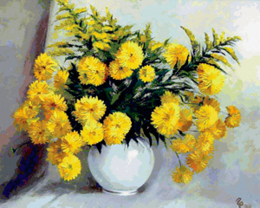 солнечный букет - ваза, цветы, букет - предпросмотр