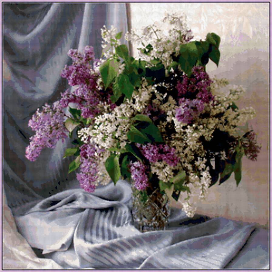 сиреневый букет - букет, сирень, цветы, ваза - предпросмотр