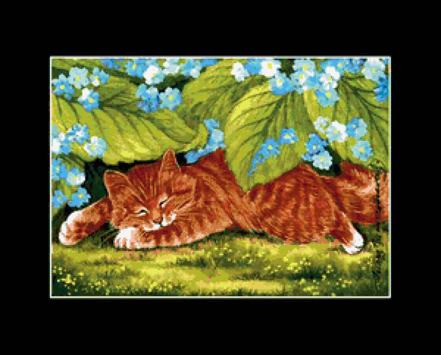 кошки И. Гармашовой - , цветы, кот, природа, кошки - предпросмотр