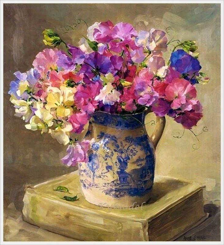 цветы - цветы, ваза, букет, книга, красота, весенние цветы - оригинал