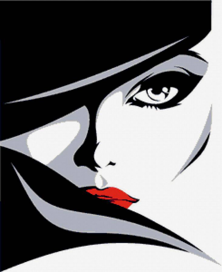 женщина-загадка - лицо, шляпа, монохром, женщина, девушка - предпросмотр