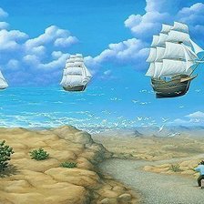 Схема вышивки «Корабли по небу...»