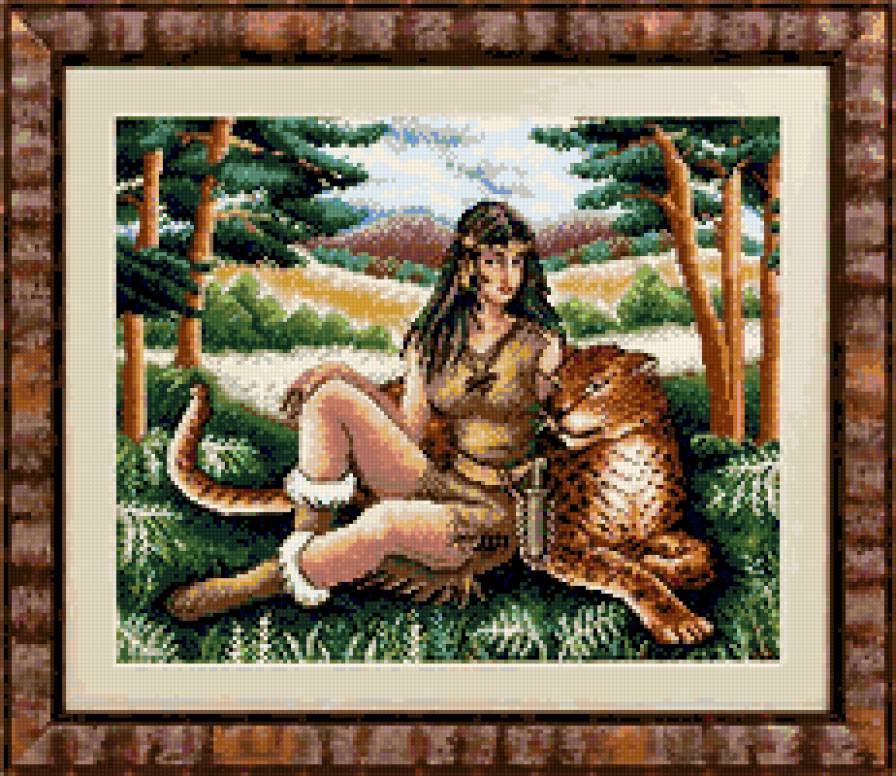 леди и тигр 06 - тигр, девушка, леопард - предпросмотр