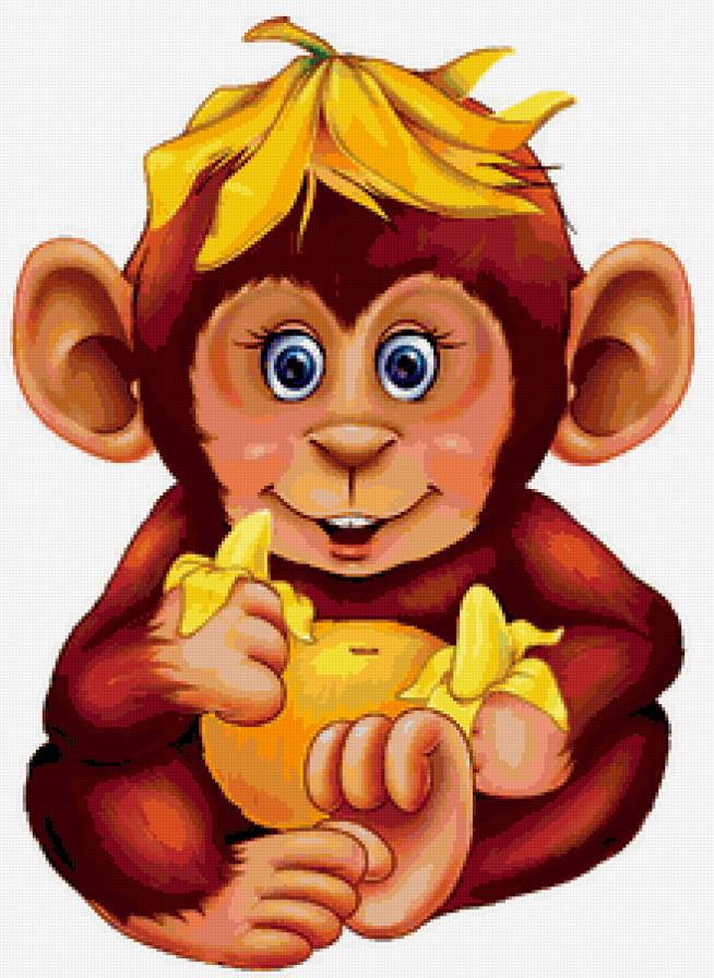 обезьянка с бананом - детская - предпросмотр