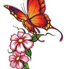 Оригинал схемы вышивки «бабочка на цветах» (№380383)