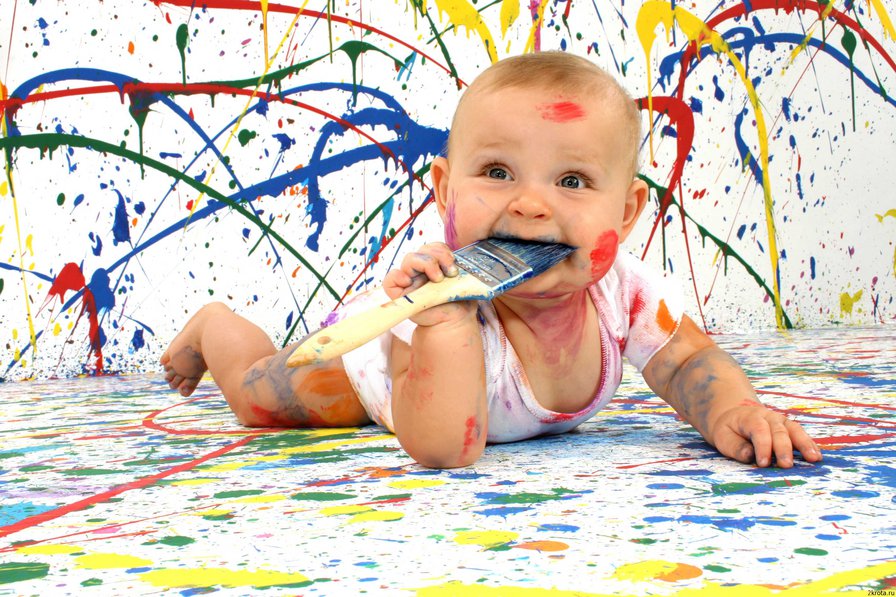 Я - художник! - ребенок, младенец, художник, краски, рождение, чадо, дети - оригинал