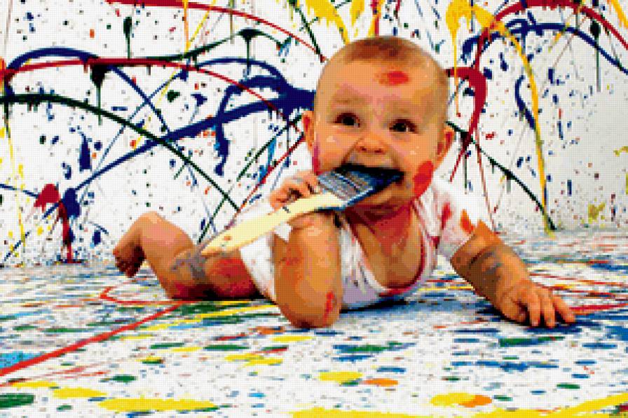 Я - художник! - ребенок, дети, чадо, краски, художник, младенец, рождение - предпросмотр