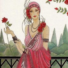 Оригинал схемы вышивки «женщина с розой» (№381156)