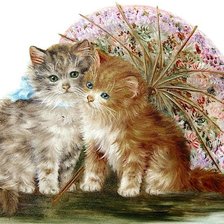 Оригинал схемы вышивки «Котята под зонтиком» (№381708)