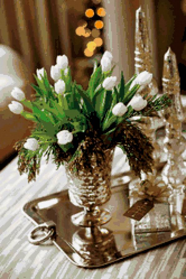 тюльпаны - натюрморт, букет, роза, ваза, цветы - предпросмотр
