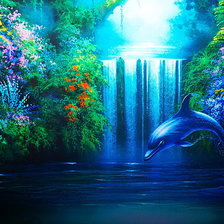 дельфин у водопада