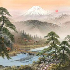 Оригинал схемы вышивки «японский пейзаж» (№382414)