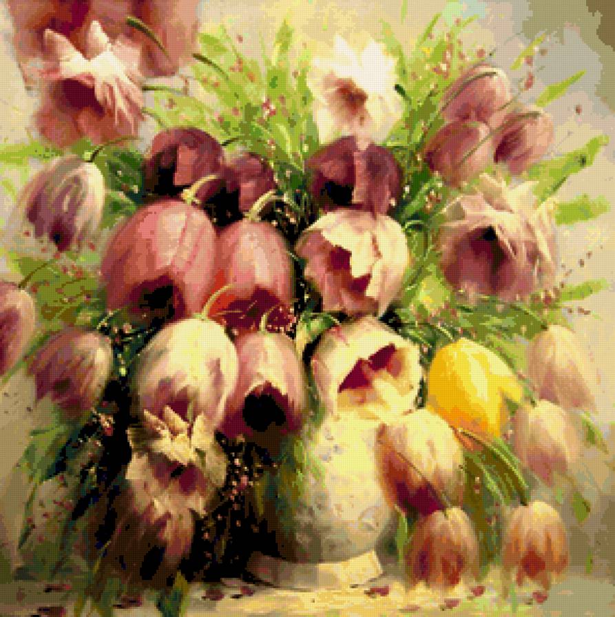 Тюльпаны - цветы, тюльпаны, живопись - предпросмотр