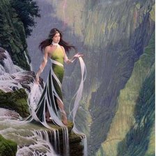 Схема вышивки «Девушка водопад»