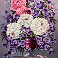 Оригинал схемы вышивки «букет цветов в вазе» (№384258)