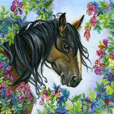 Схема вышивки «лошадь и цветы»